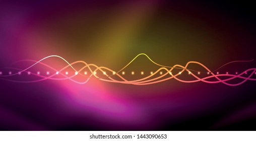 Líneas de neón fondo brillante, plantilla de tecnología vector futurista