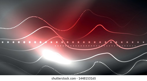 Líneas de neón fondo brillante, plantilla de tecnología vector futurista