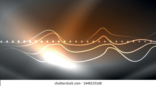 Neon lines shiny glowing background, vector futuristic techno template