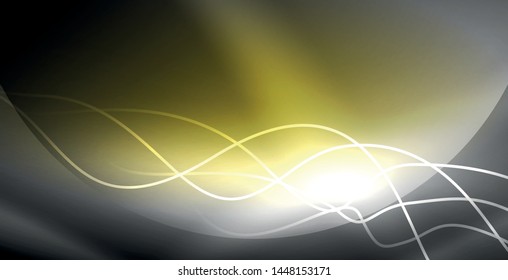 Neon lines shiny glowing background, vector futuristic techno template