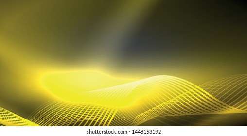 Líneas de neón fondo brillante, plantilla de tecnología vector futurista