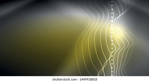Neon lines shiny glowing background, vector futuristic techno template