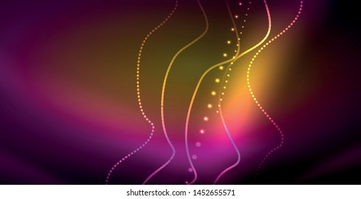 Neon lines shiny glowing background, vector futuristic techno template