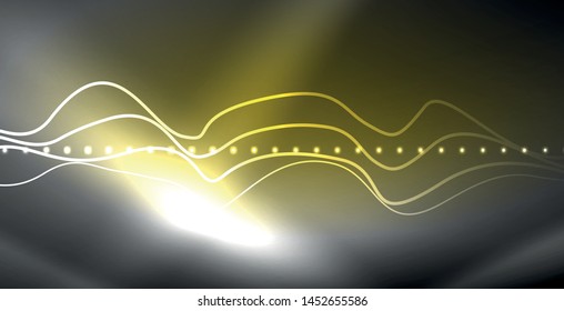 Neon lines shiny glowing background, vector futuristic techno template