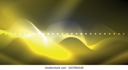 Neon lines shiny glowing background, vector futuristic techno template