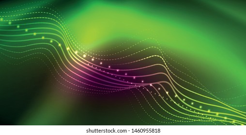 Líneas de neón fondo brillante, plantilla de tecnología vector futurista
