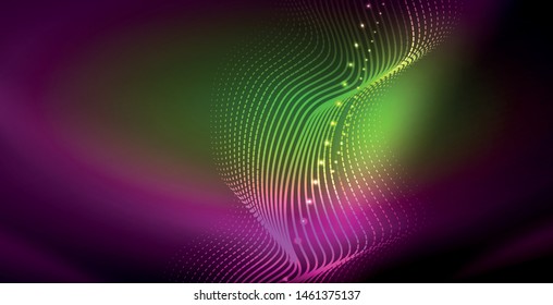 Líneas de neón fondo brillante, plantilla de tecnología vector futurista