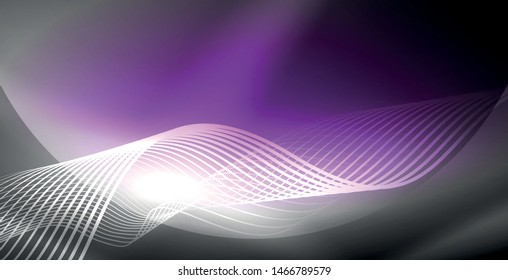 Neon lines shiny glowing background, vector futuristic techno template