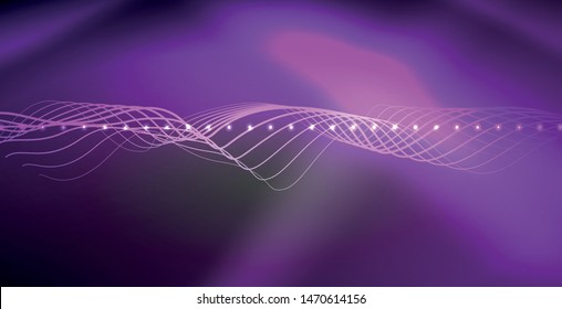 Neon lines shiny glowing background, vector futuristic techno template