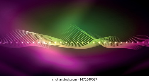 Líneas de neón fondo brillante, plantilla de tecnología vector futurista