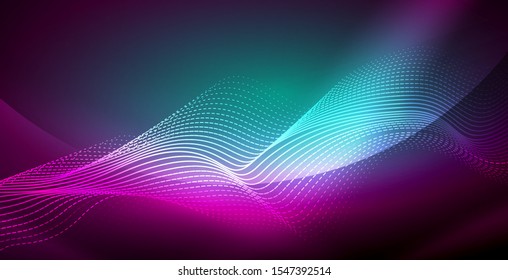 Líneas de neón fondo brillante, plantilla de tecnología vector futurista