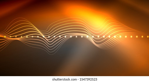 Neon lines shiny glowing background, vector futuristic techno template