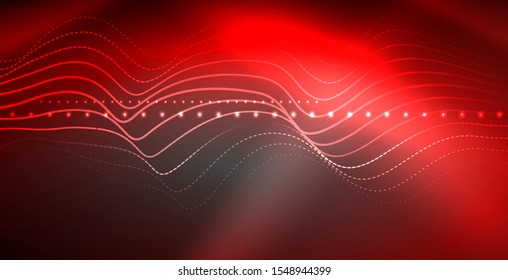 Neon lines shiny glowing background, vector futuristic techno template