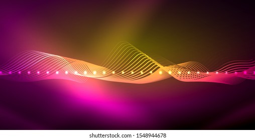Neon lines shiny glowing background, vector futuristic techno template