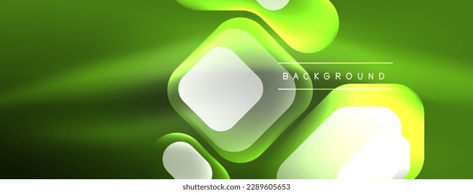 Neon lines, squares and round shapes abstract background. Techno glowing neon hexagon shapes vector illustration for wallpaper, banner, background, landing page, wall art, invitation, prints, posters