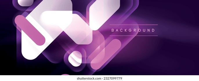 Neonlinien, Quadrate und runde Formen abstrakter Hintergrund. Techno-glühende Neon-Hexagon-Formen Vektorgrafik für Tapeten, Banner, Hintergrund, Landungsseite, Wandkunst, Einladung, Drucke, Poster