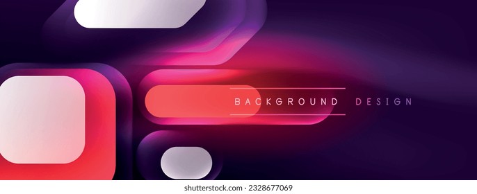 Neon lines, squares and round shapes abstract background. Techno glowing neon hexagon shapes vector illustration for wallpaper, banner, background, landing page, wall art, invitation, prints, posters