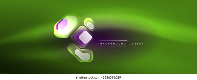 Neon lines, squares and round shapes abstract background. Techno glowing neon hexagon shapes vector illustration for wallpaper, banner, background, landing page, wall art, invitation, prints, posters