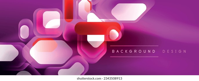 Neon lines, squares and round shapes abstract background. Techno glowing neon hexagon shapes vector illustration for wallpaper, banner, background, landing page, wall art, invitation, prints, posters