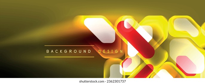 Neonlinien, Quadrate und runde Formen abstrakter Hintergrund. Techno-glühende Neon-Hexagon-Formen Vektorgrafik für Tapeten, Banner, Hintergrund, Landungsseite, Wandkunst, Einladung, Drucke, Poster