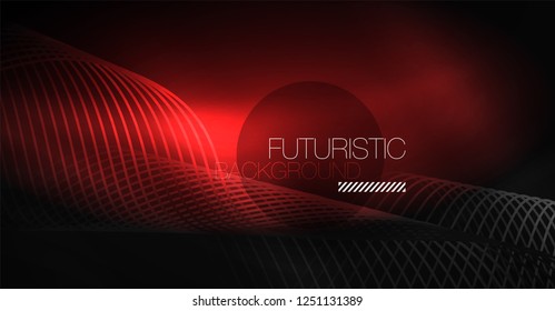 Neon lines wave background. Vector abstract composition