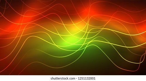 Neon lines wave background. Vector abstract composition