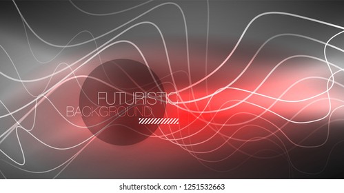 Neon lines wave background. Vector abstract composition