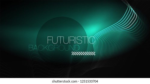 Fondo de onda de líneas de neón. Composición abstracta vectorial