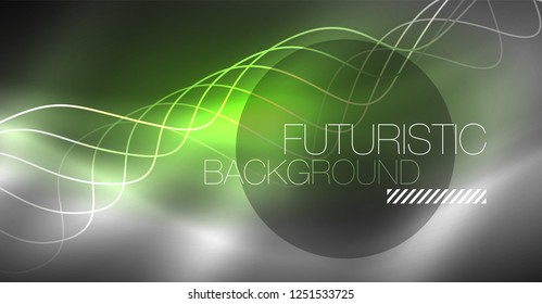 Neon lines wave background. Vector abstract composition