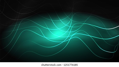 Neon lines wave background. Vector abstract composition