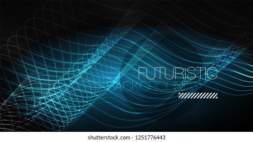 Neon lines wave background. Vector abstract composition