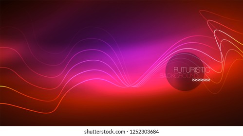 Neon lines wave background. Vector abstract composition