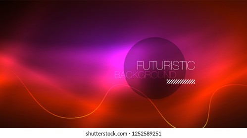 Neon lines wave background. Vector abstract composition