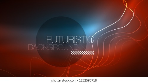 Neon lines wave background. Vector abstract composition