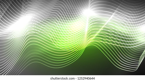 Neon lines wave background. Vector abstract composition