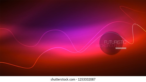 Neon lines wave background. Vector abstract composition