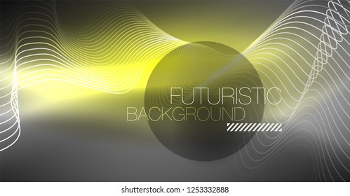 Neon lines wave background. Vector abstract composition