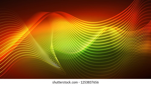 Neon lines wave background. Vector abstract composition