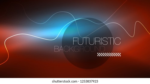 Neon lines wave background. Vector abstract composition