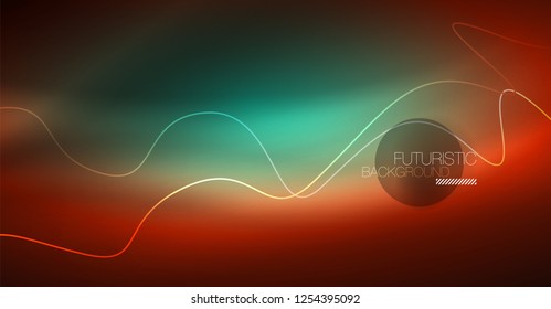 Neon lines wave background. Vector abstract composition