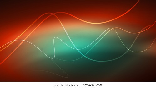 Neon lines wave background. Vector abstract composition