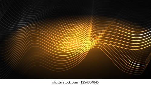 Neon lines wave background. Vector abstract composition