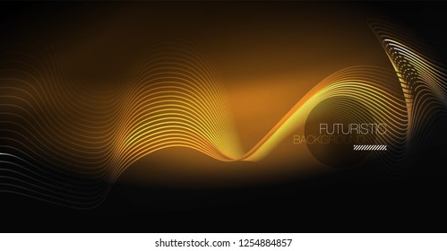 Neon lines wave background. Vector abstract composition