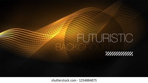 Neon lines wave background. Vector abstract composition