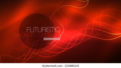 Neon lines wave background. Vector abstract composition