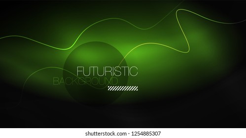 Neon lines wave background. Vector abstract composition