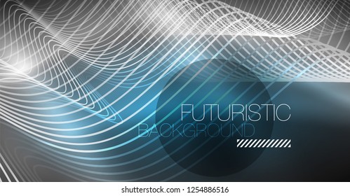 Neon lines wave background. Vector abstract composition