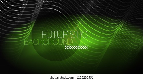 Neon lines wave background. Vector abstract composition