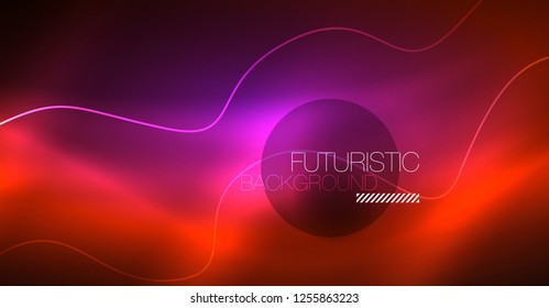 Neon lines wave background. Vector abstract composition