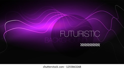 Neon lines wave background. Vector abstract composition